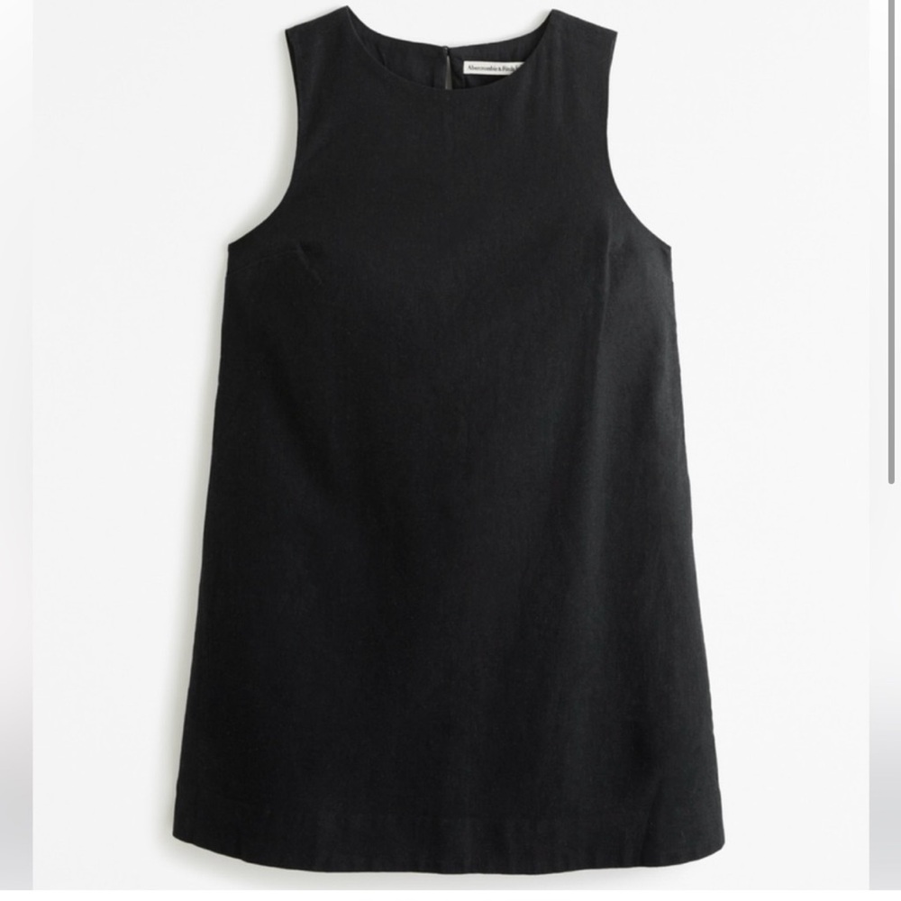 ABERCROMBIE LINEN SLEEVELESS SHIFT BLACK MINI DRESS